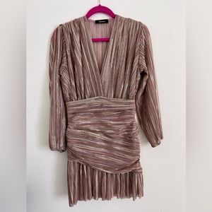 ROSEDRESS- ROSE GOLD GLITTERY LONG SLEEVE MINI DRESS